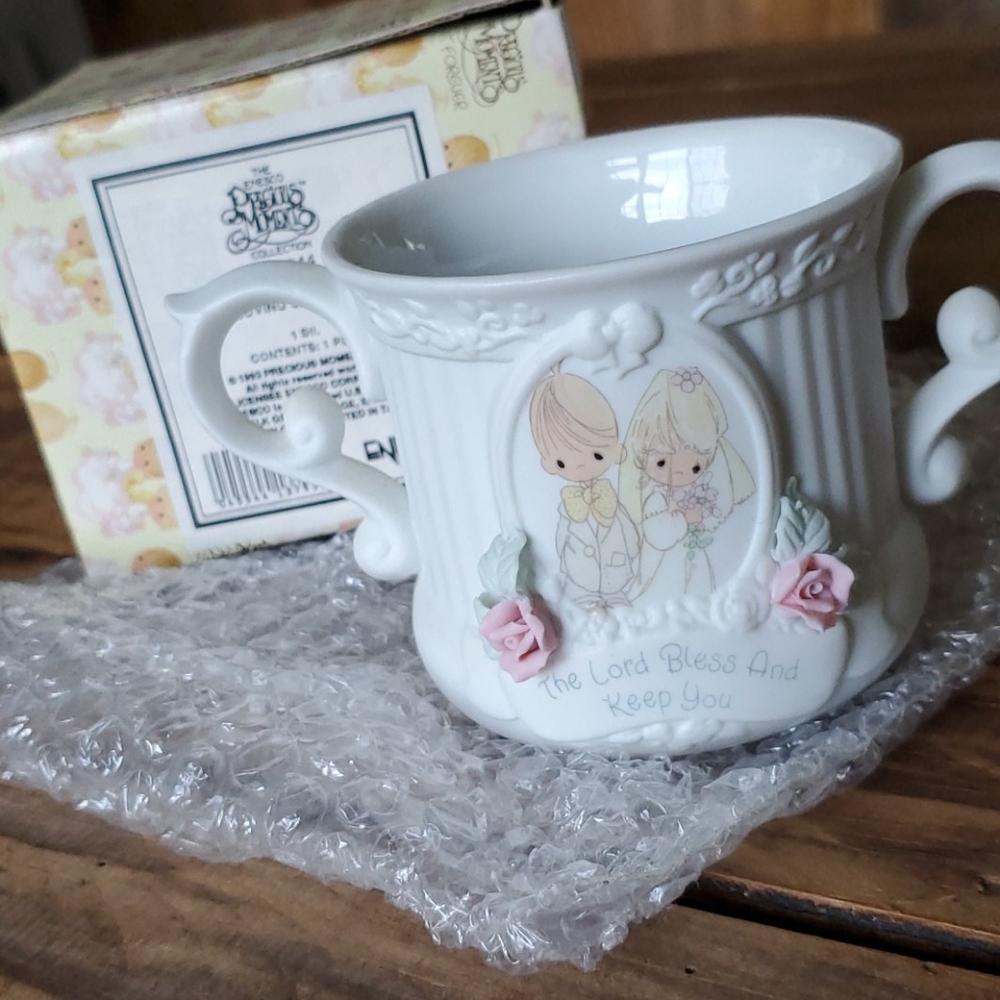 Precious Moments Bride & Groom Loving Cup Vase Vintage Collectible